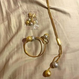 Gold and silver dome jewelry set